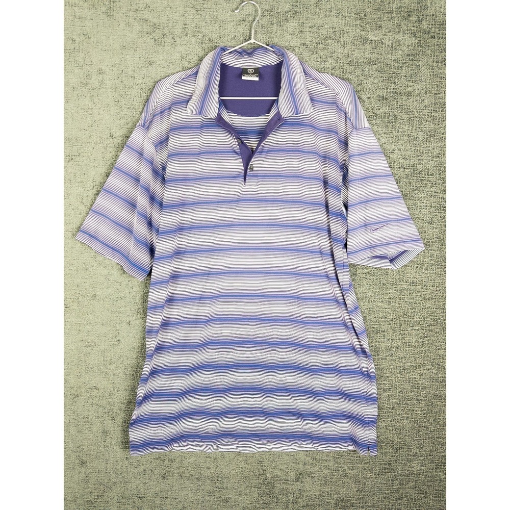 Nike Tiger Woods Dri Fit UV Polo Shirt‎ Mens M Striped Short Sleeve